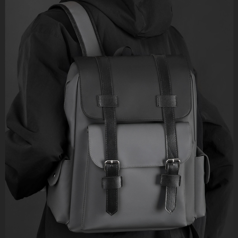 Men's Dual Strap Buckle Flap Everyday Backpack