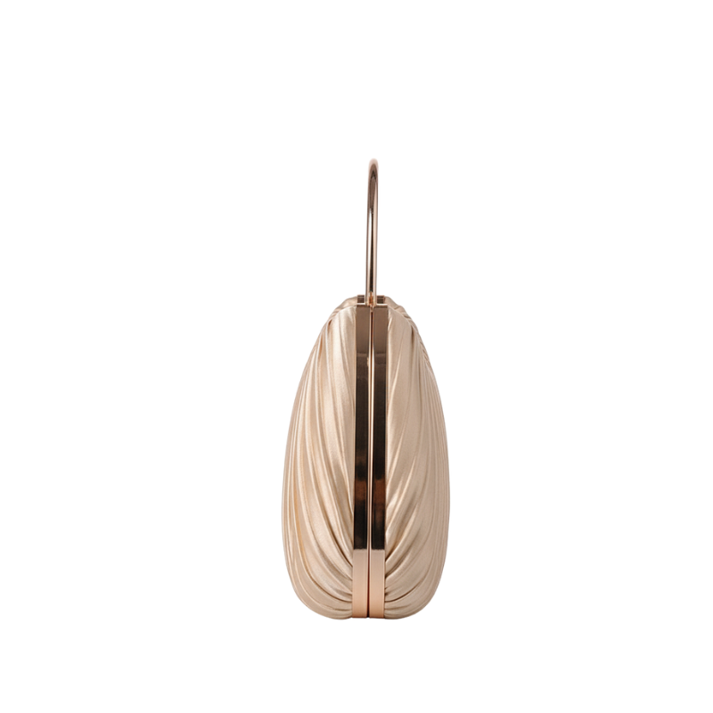 Ruched Ring Handle Clutch For Women