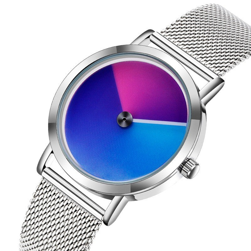 Gradient Dial Leather Watch