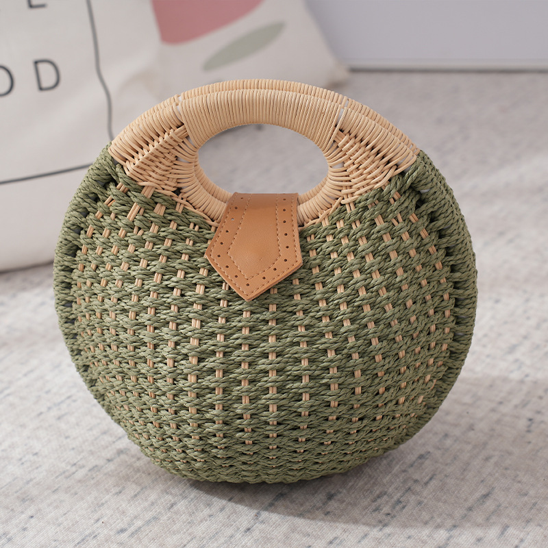 Women's Round Woven Handbag