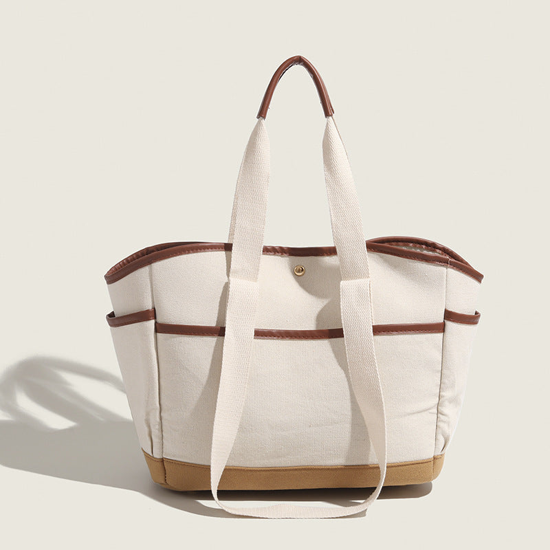Canvas Multi-Compartment Shoulder Bag