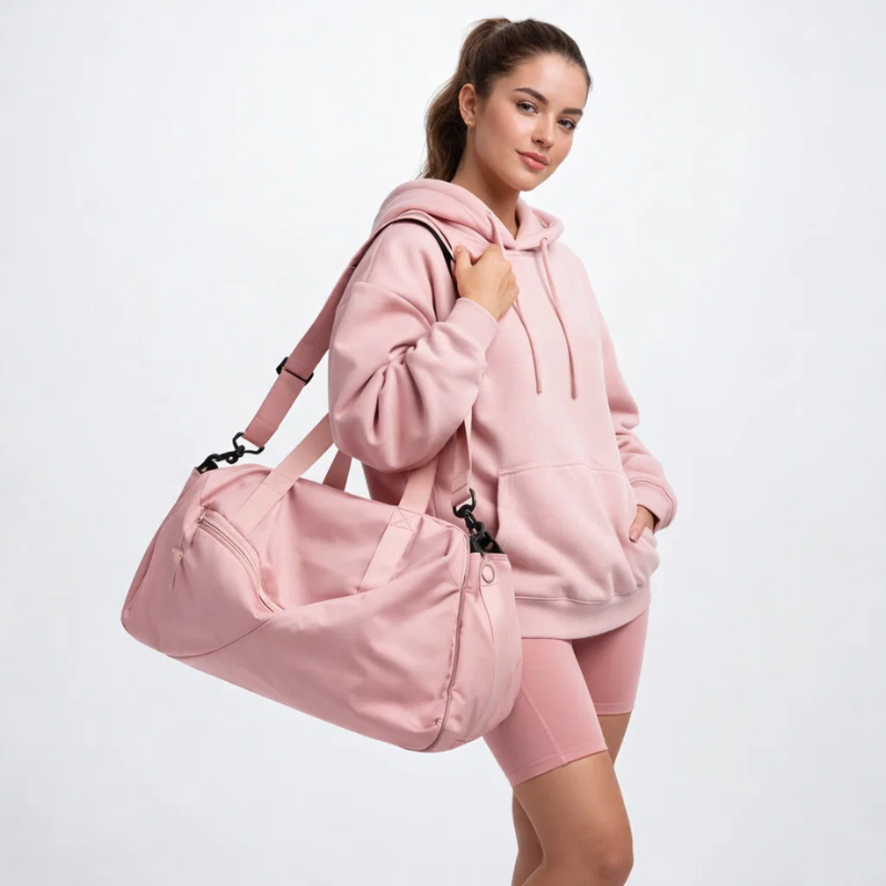 Large Capacity Canvas Gym Duffle Bag with Wet/Dry Separation