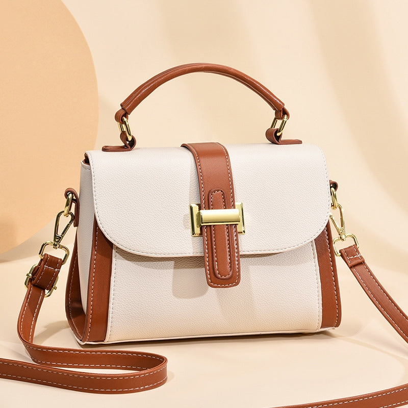 Women's Elegant Contrast-Stitched Handbag