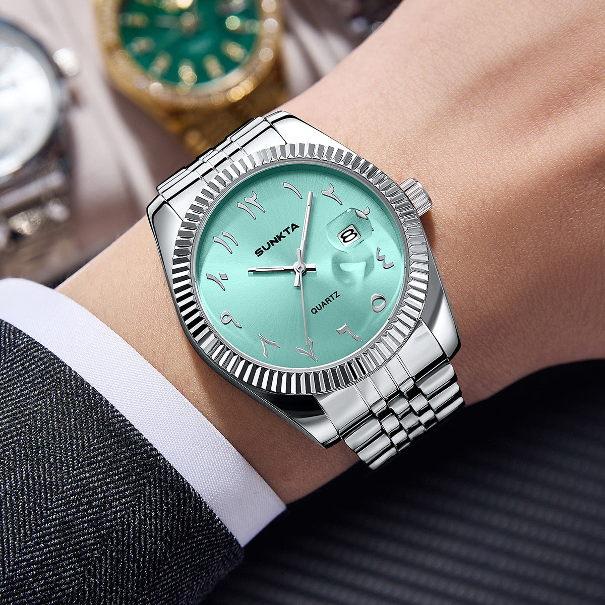 Arabic Dial Stainless Steel Watch