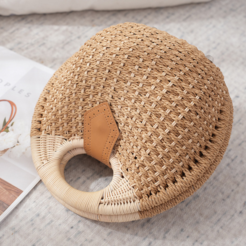 Women's Round Woven Handbag