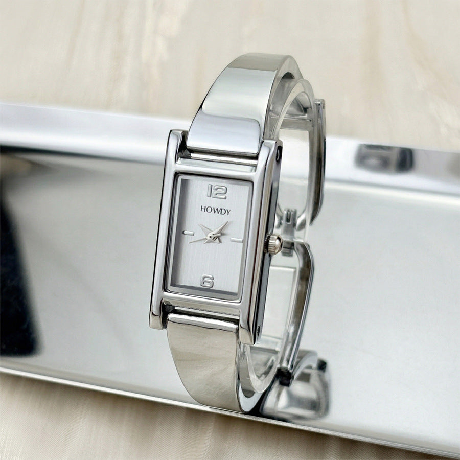 Slim Rectangular Gold Cuff Watch