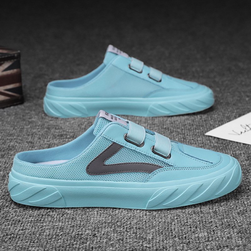 Men's Sporty Hook-and-Loop Backless Walking Sneakers