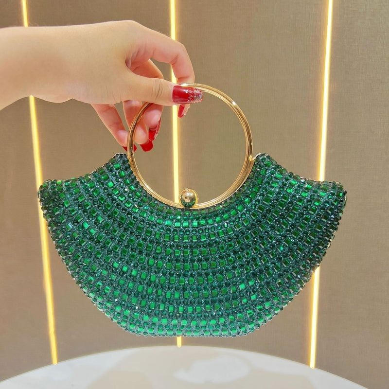 Crystal Encrusted Fan Shaped Clutch