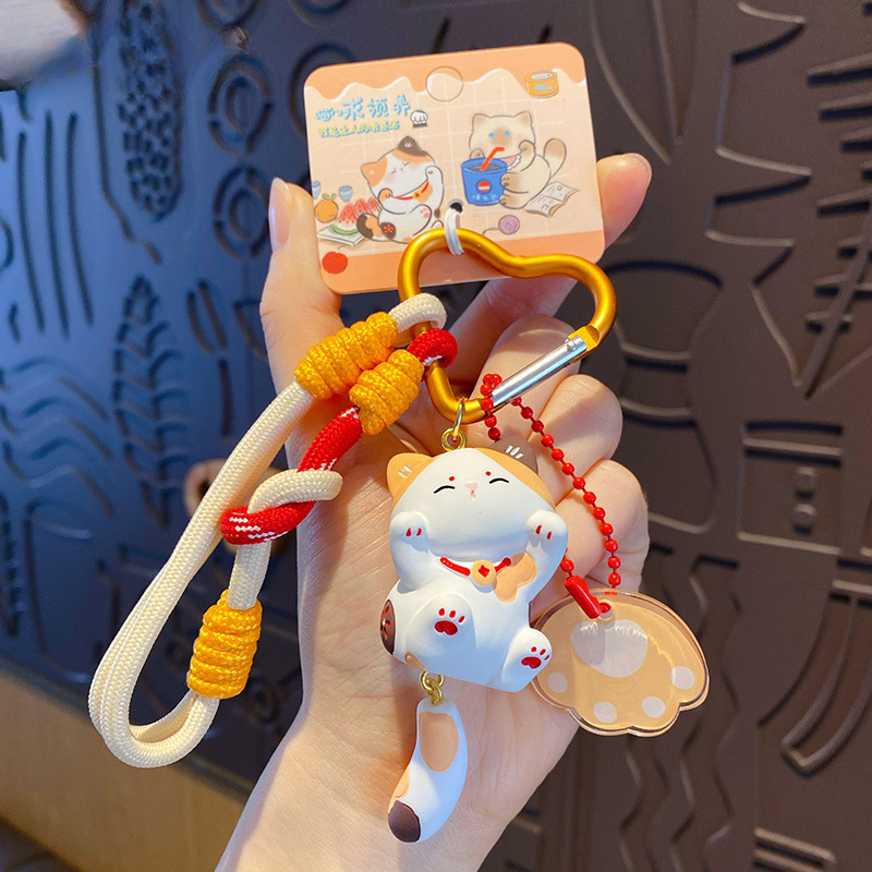 Lucky Cat Resin Bag Charm