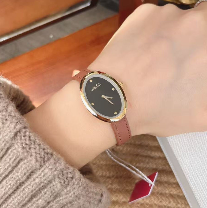 Oval Minimal Leather Watch