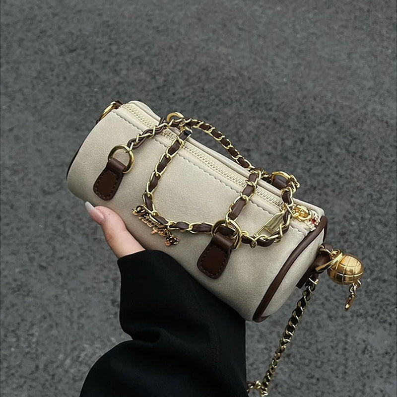 Suede Soft Retro Canvas Chain Pillow Mini Handbag