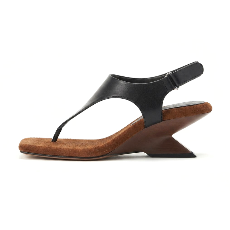 Sculpted T-Strap Heeled Sandals