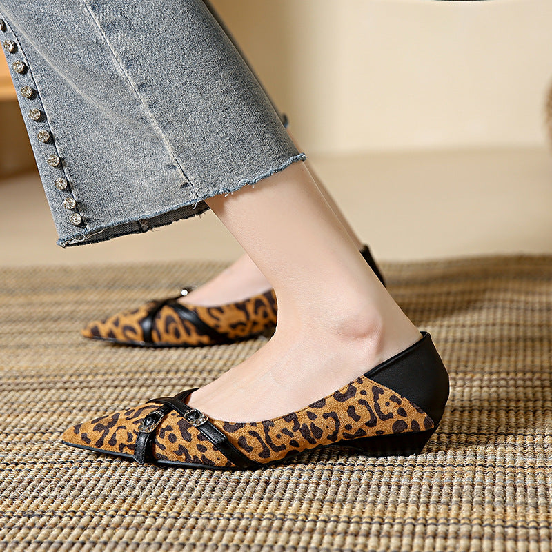 Women’s Pointed Toe Buckle Strap Low Heel Pumps