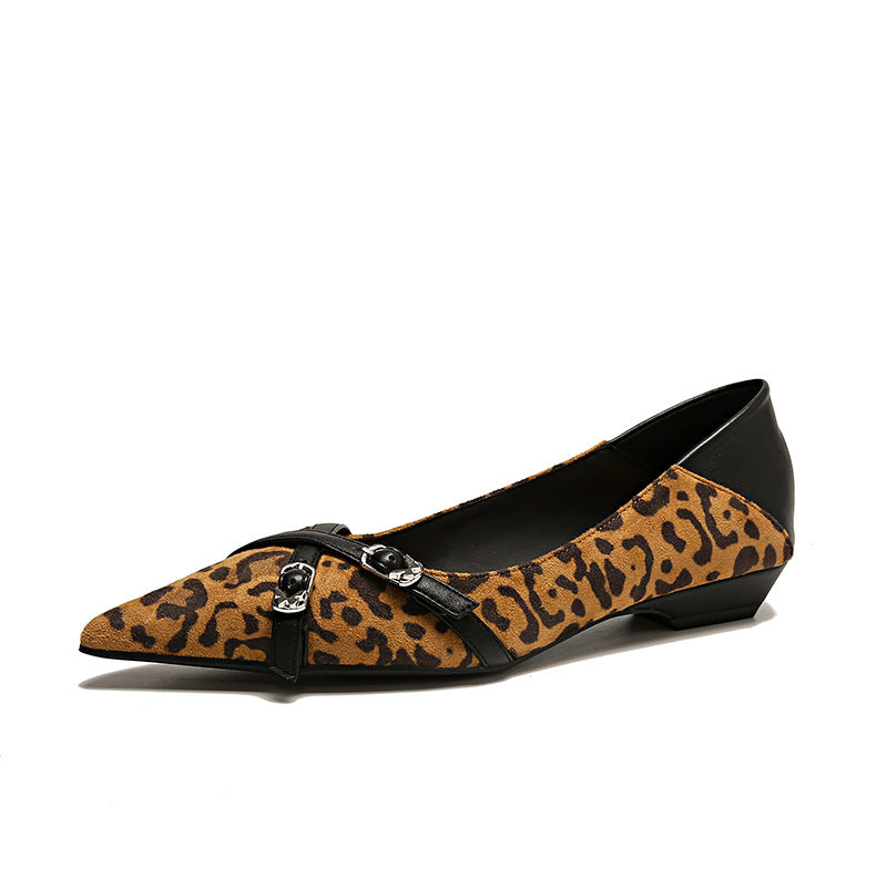 Women’s Pointed Toe Buckle Strap Low Heel Pumps
