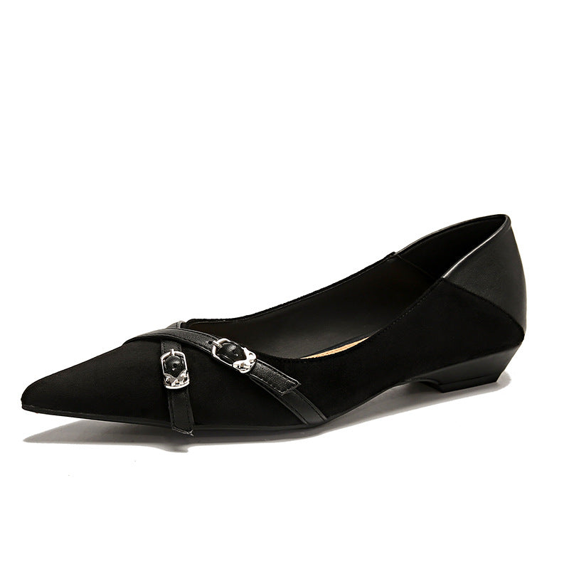 Women’s Pointed Toe Buckle Strap Low Heel Pumps