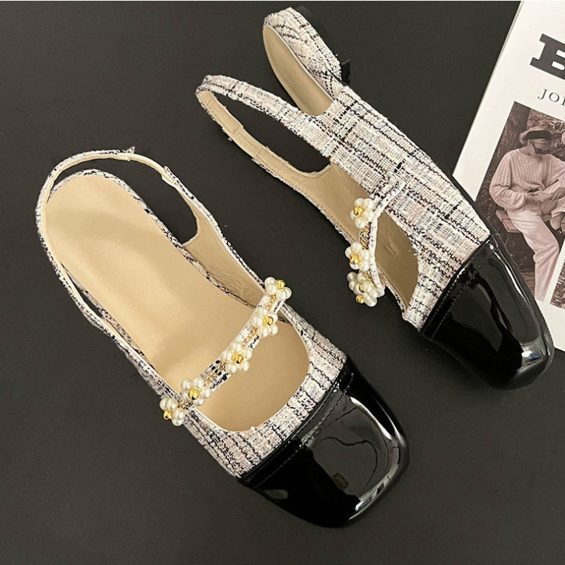 Pearl Accent Contrast Pumps