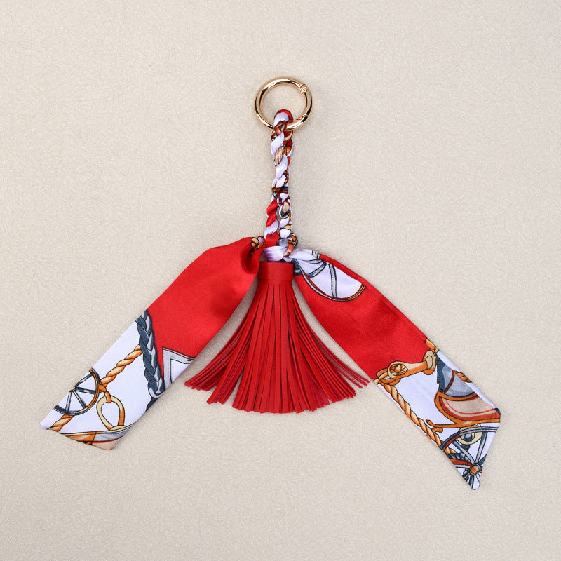 Leather Bow Tassel Bag Charm