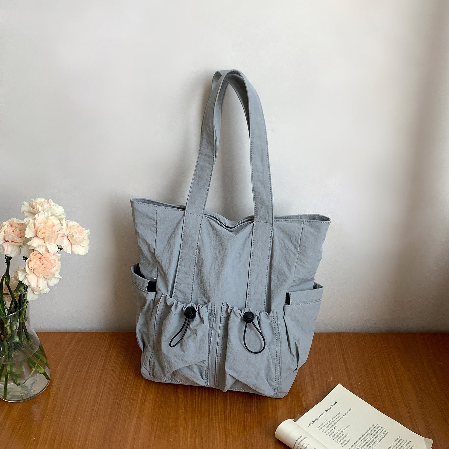 Color Block Multi Pocket Tote Bag
