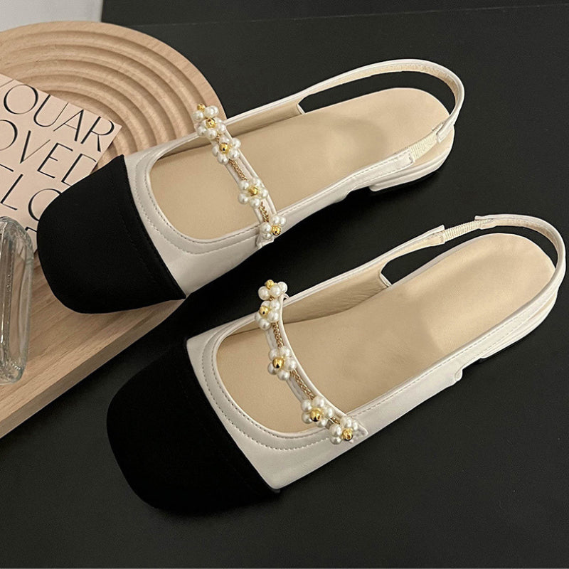 Pearl Accent Contrast Pumps