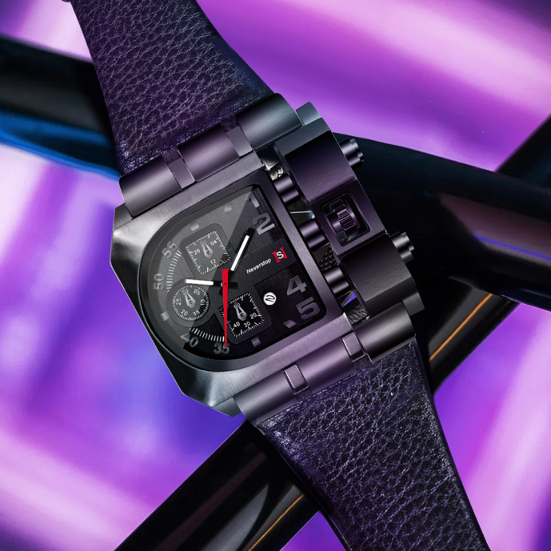 Asymmetric Multi-Dial Leather Watch