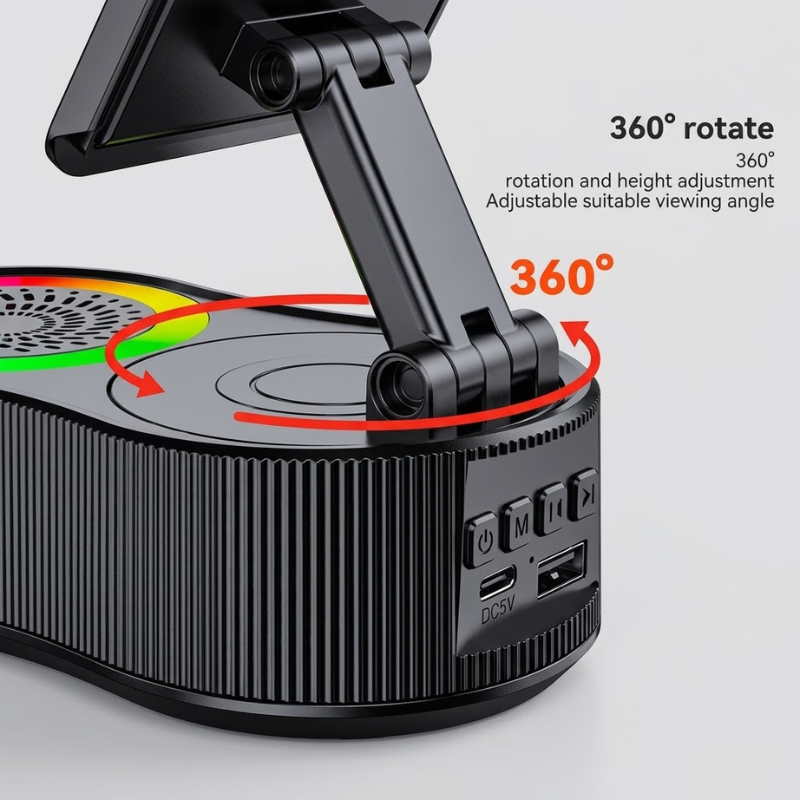 Rotating Bluetooth Speaker with Phone Holder