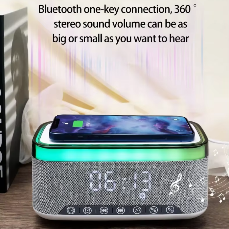15W Wireless Charging Alarm Clock Speaker