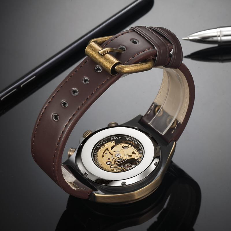 Vintage Bronze Skeleton Mechanical Watch