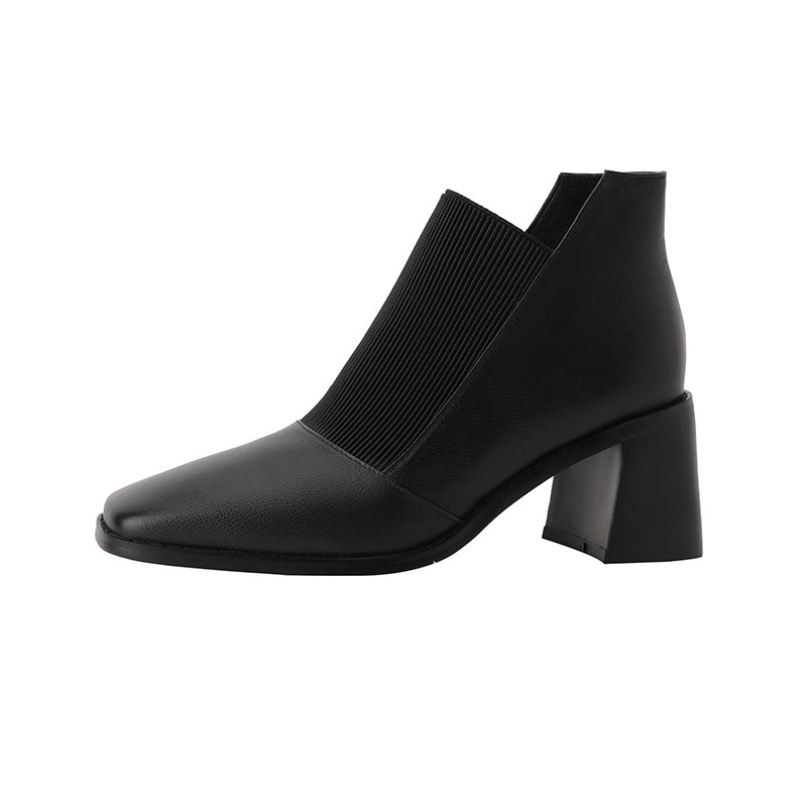 Square-Toe Chunky Heel Ankle Boots