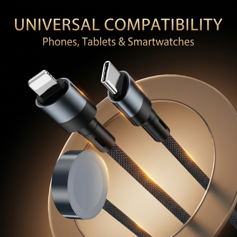 Tri Charge 100W 3-in-1 Charging Cable