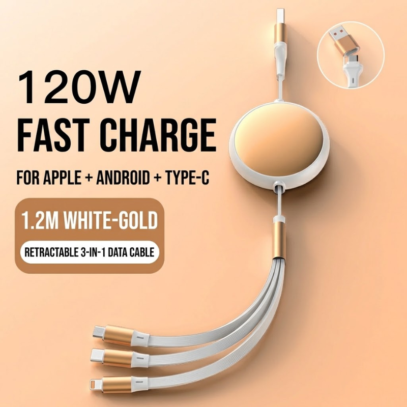 Retractable 3-in-1 Fast Charging Cable