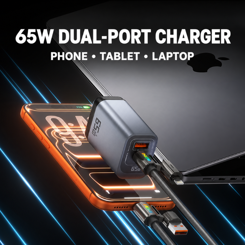 65W GaN Dual-Port Fast Charger