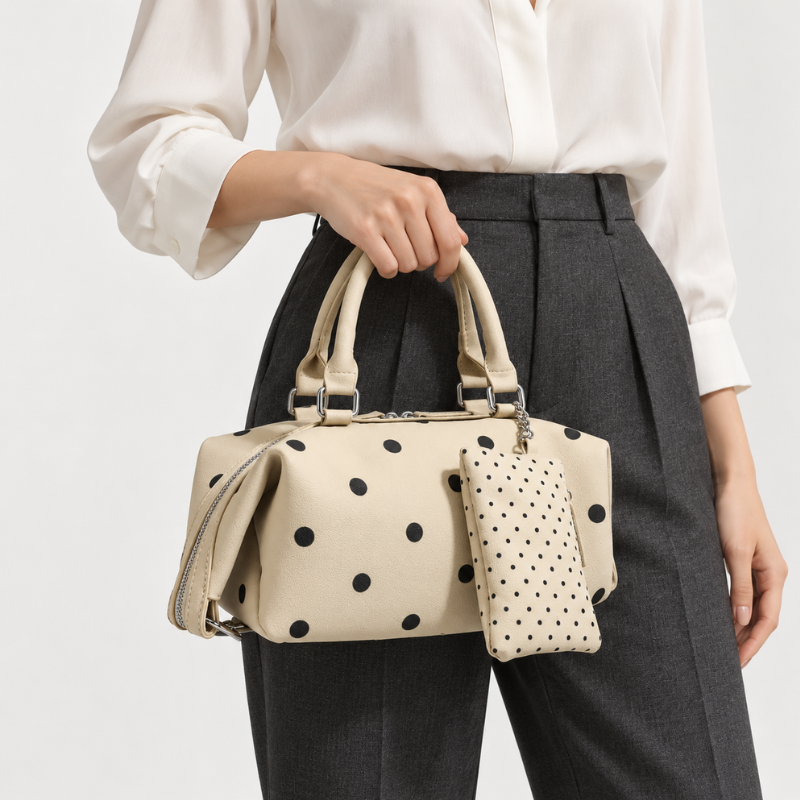 Polka Dot Boston Handbag