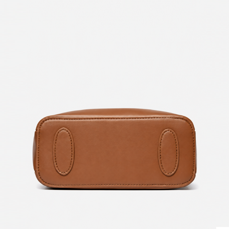Structured V-Emblem Bucket Bag
