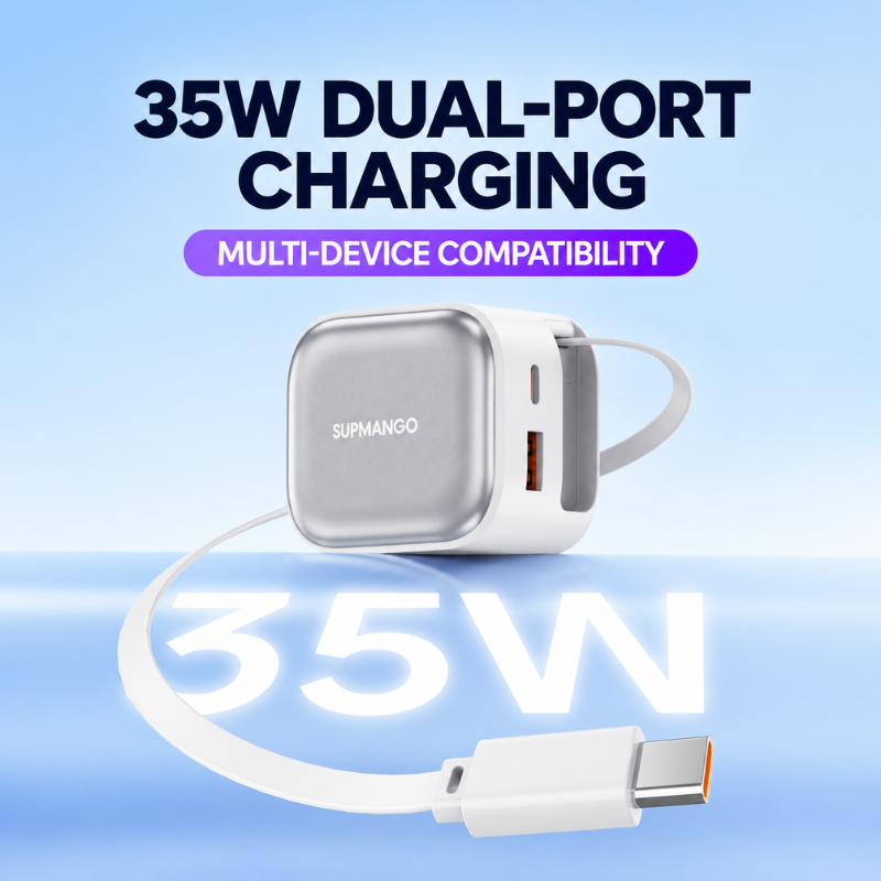 35W Dual Port with Retractable Cable