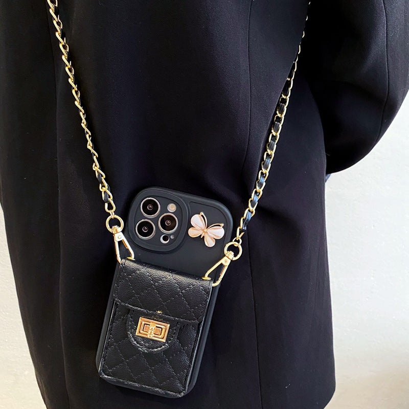 Butterfly Quilted Chain Card Holder iPhone Case