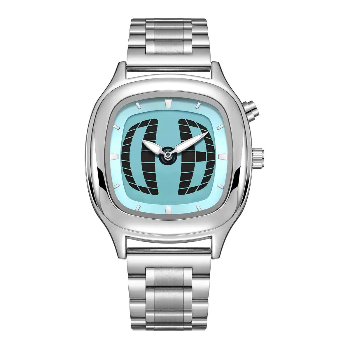 Retro Teal Dial Stainless Steel Watch