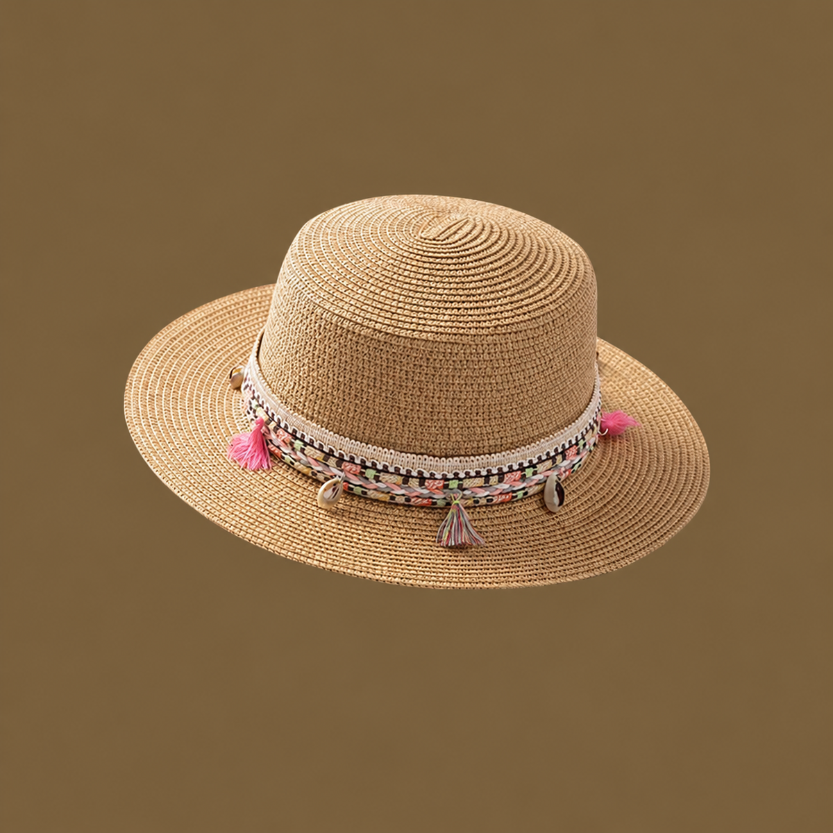 Elara Bohemian Handwoven Embellished Straw Hat
