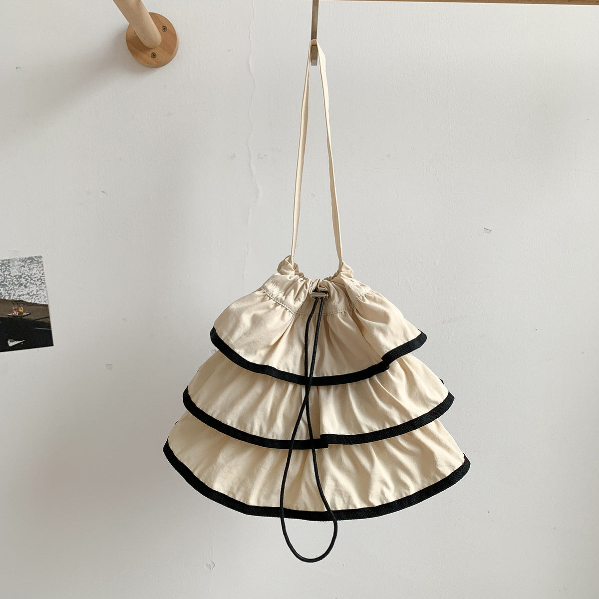 Cloud Ruffle Drawstring Shoulder Bag
