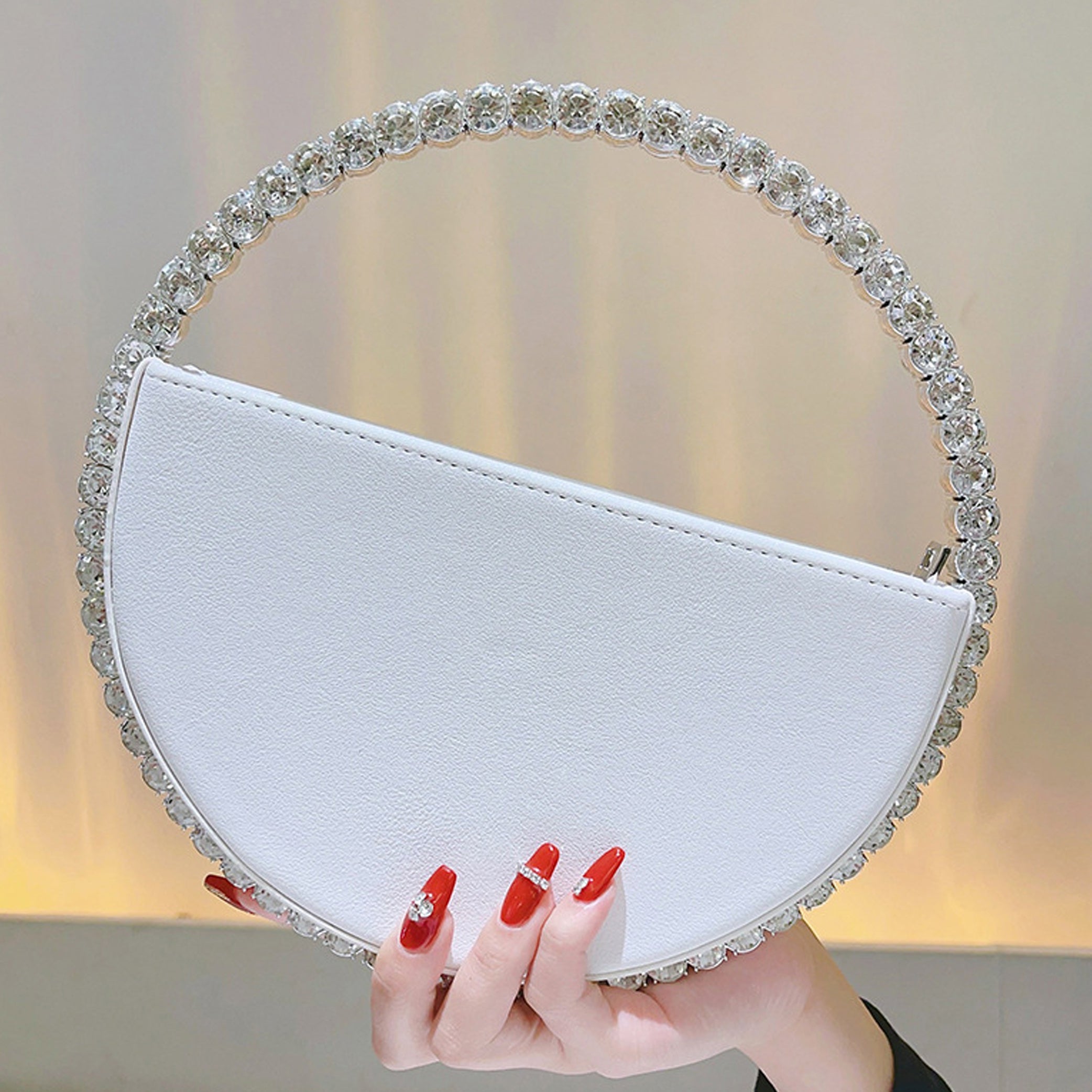Crystal Diamond Round Sparkling  Evening Clutch