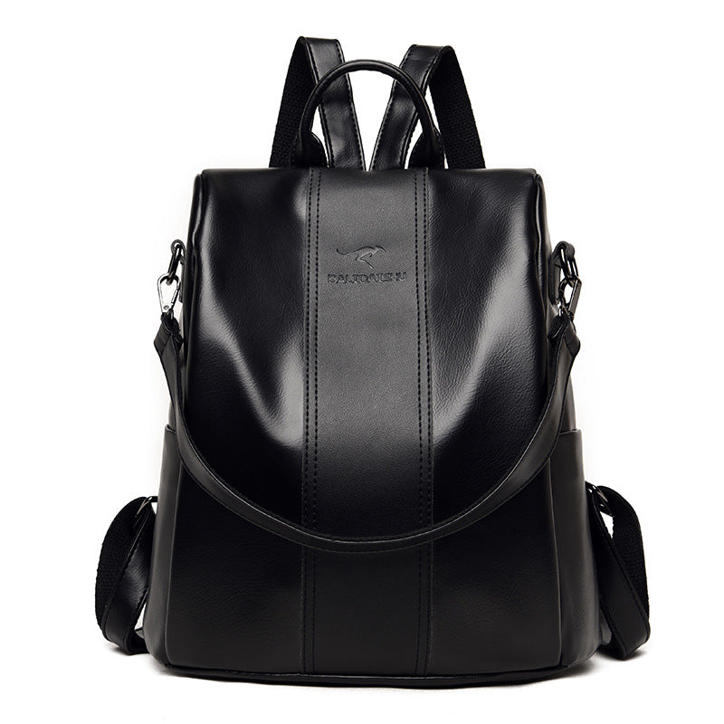 Soft Leather Simple School & Travel Backpack