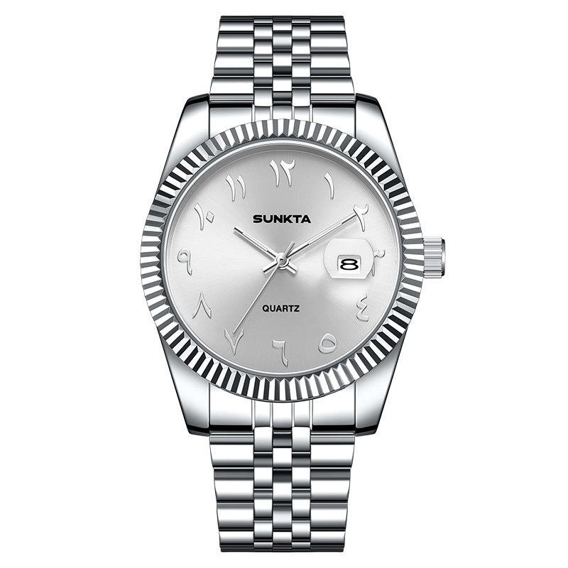 Arabic Dial Stainless Steel Watch