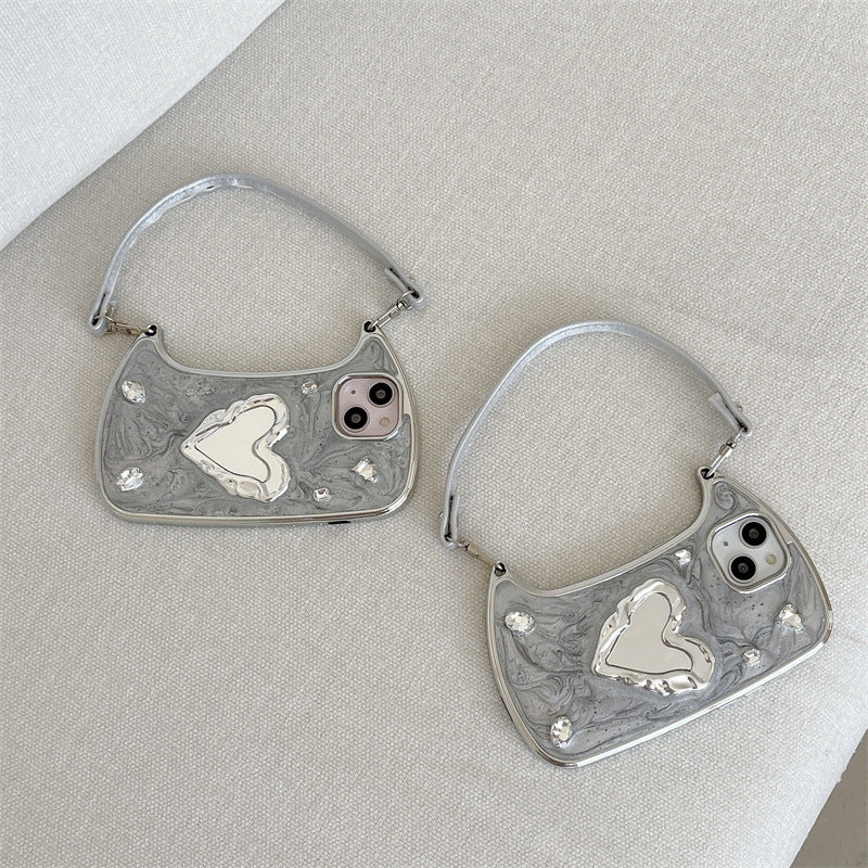 Epoxy-Coated Heart Mirror Lanyard iPhone Case