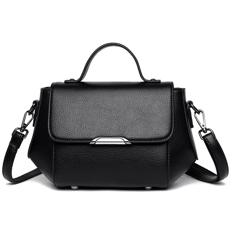 Metal Emblem Flap Handbag