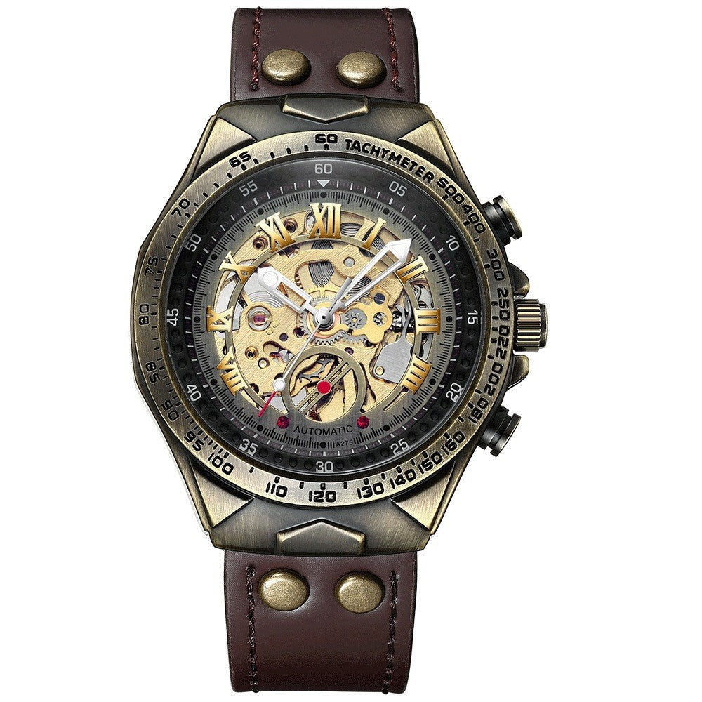 Vintage Bronze Skeleton Mechanical Watch