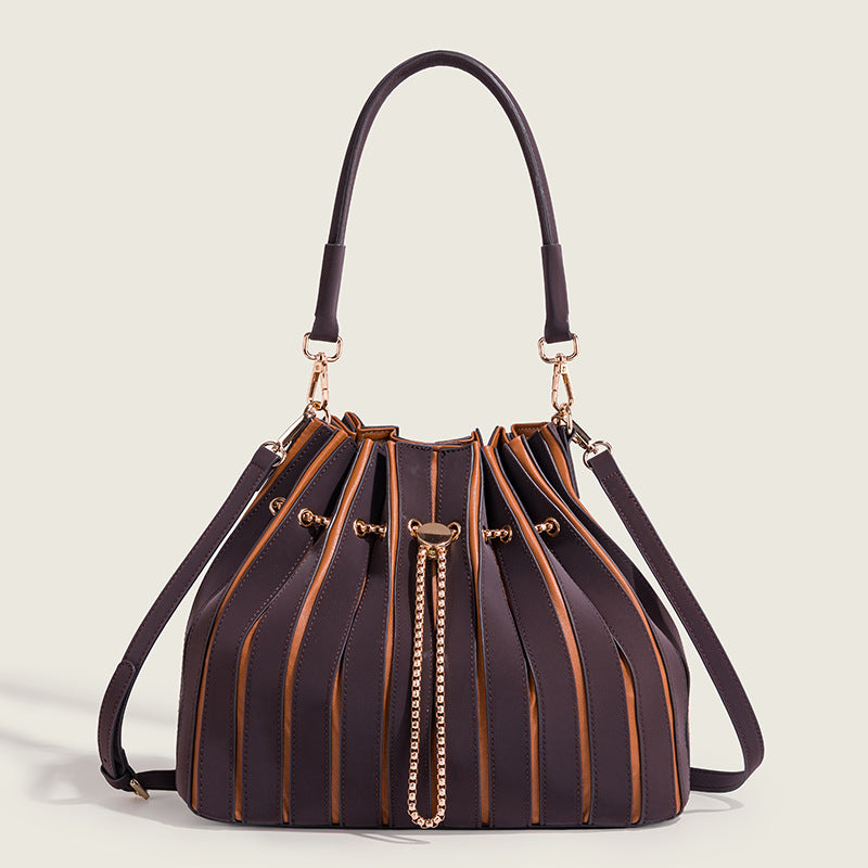 Chic Pleated Chain Bucket Bag