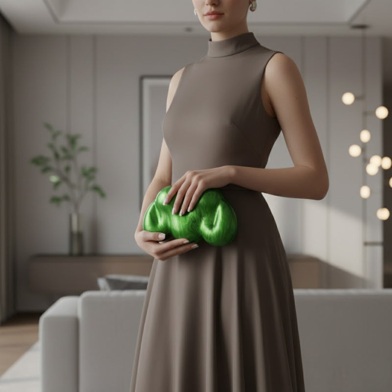 Sculptural Marbled Cloud Silhouette Clutch