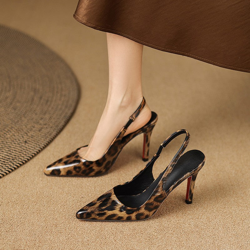 Leopard Pointed Stiletto Sandals