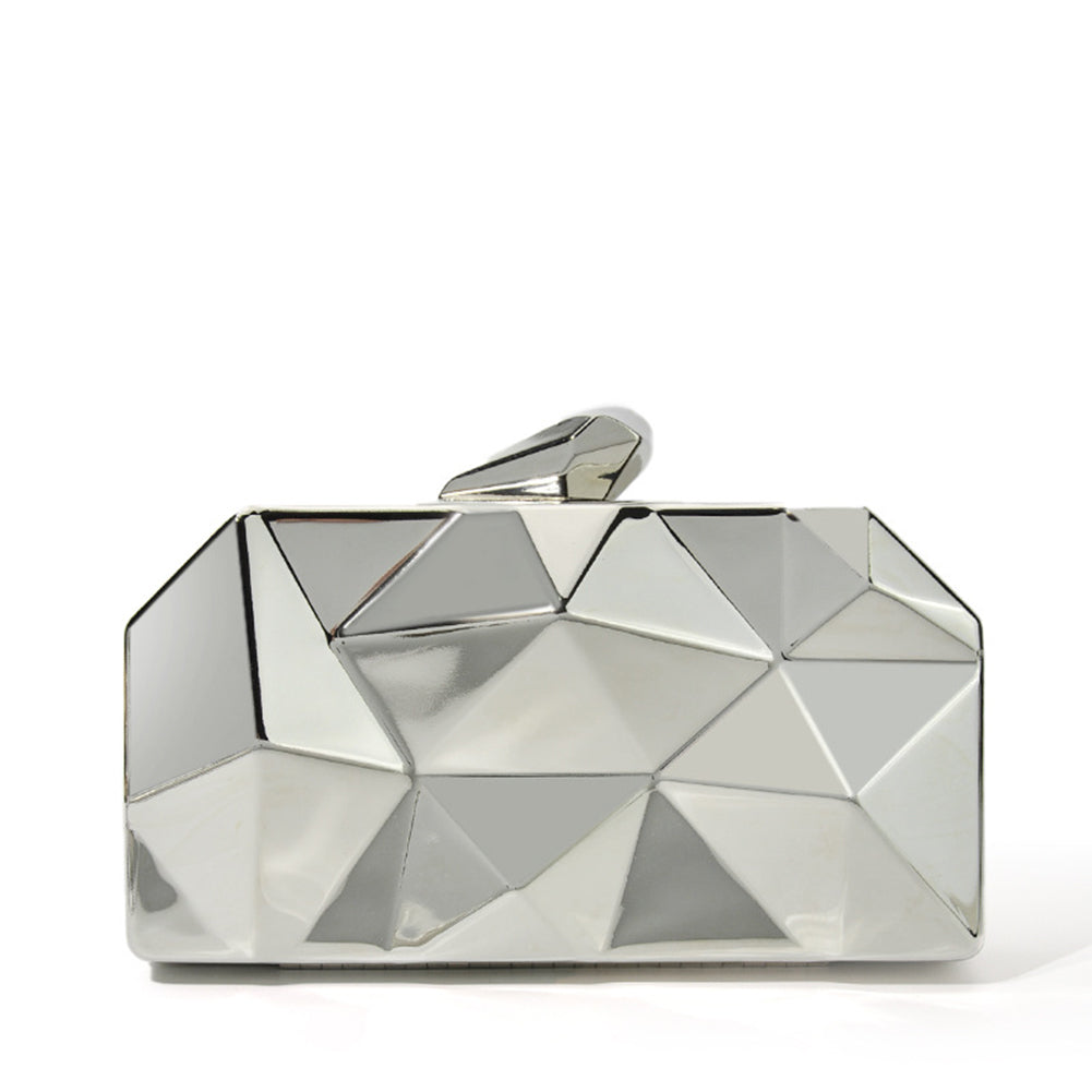 Diamond-Shaped  Metal Chain Evening Clutch Bag