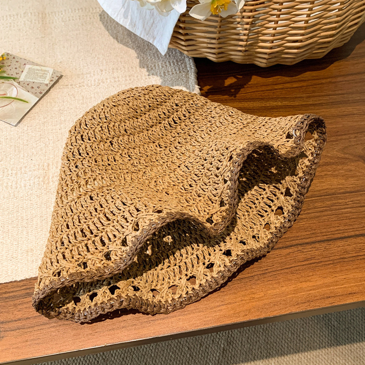 Maribel Handwoven Open-Weave Wide Brim Sun Hat