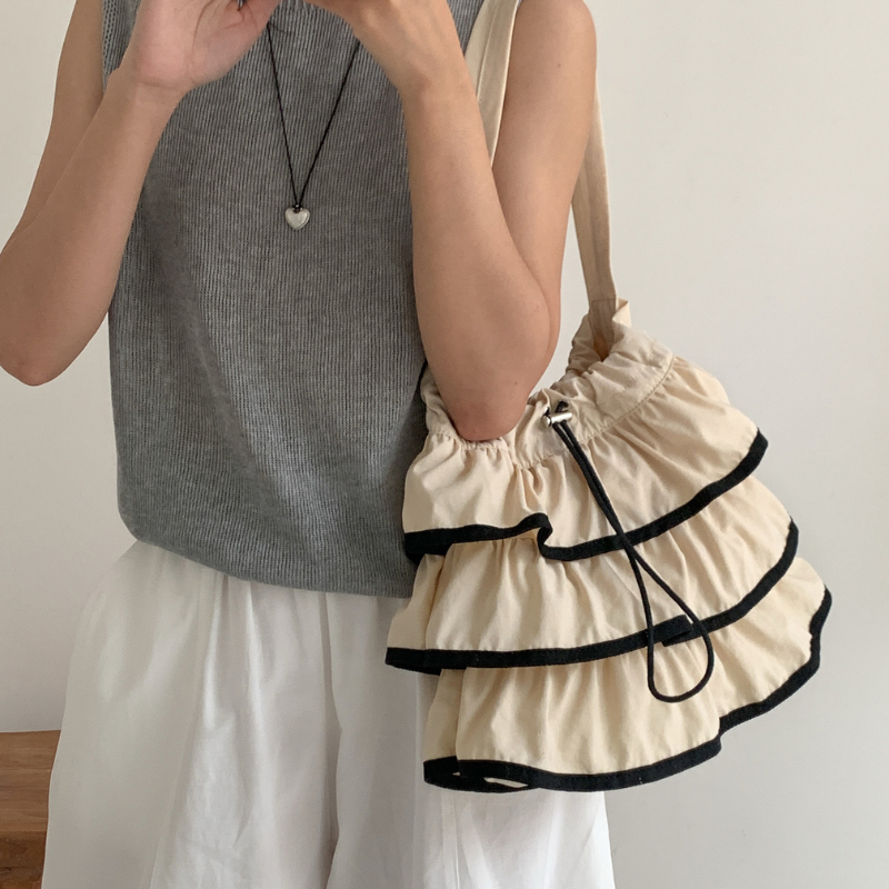 Cloud Ruffle Drawstring Shoulder Bag